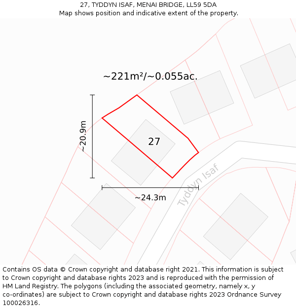 27, TYDDYN ISAF, MENAI BRIDGE, LL59 5DA: Plot and title map