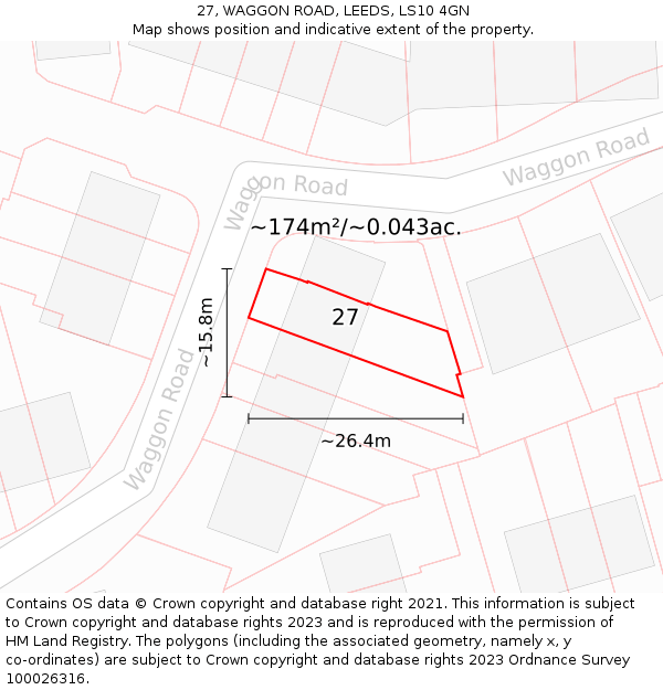 27, WAGGON ROAD, LEEDS, LS10 4GN: Plot and title map