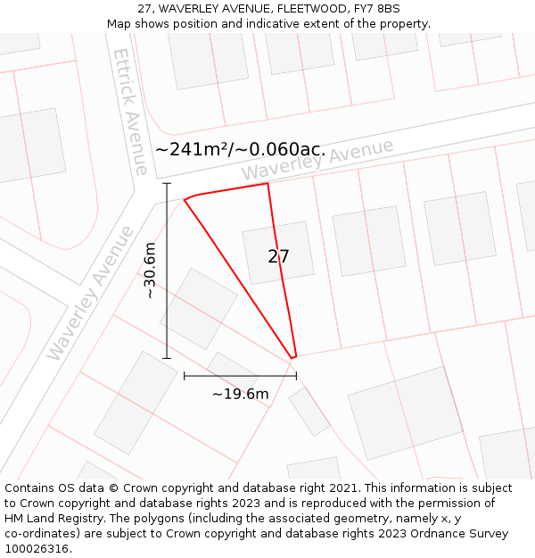 27, WAVERLEY AVENUE, FLEETWOOD, FY7 8BS: Plot and title map