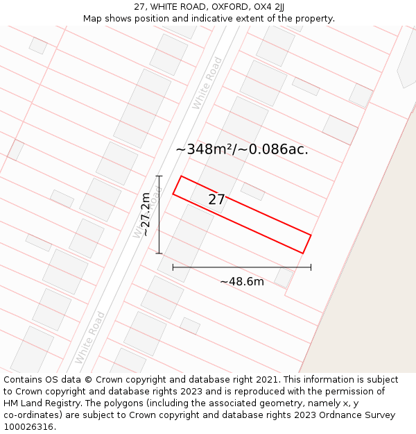 27, WHITE ROAD, OXFORD, OX4 2JJ: Plot and title map