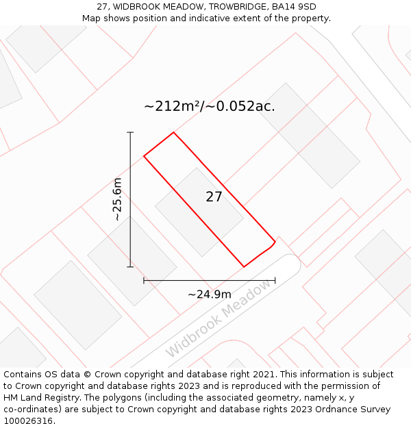 27, WIDBROOK MEADOW, TROWBRIDGE, BA14 9SD: Plot and title map