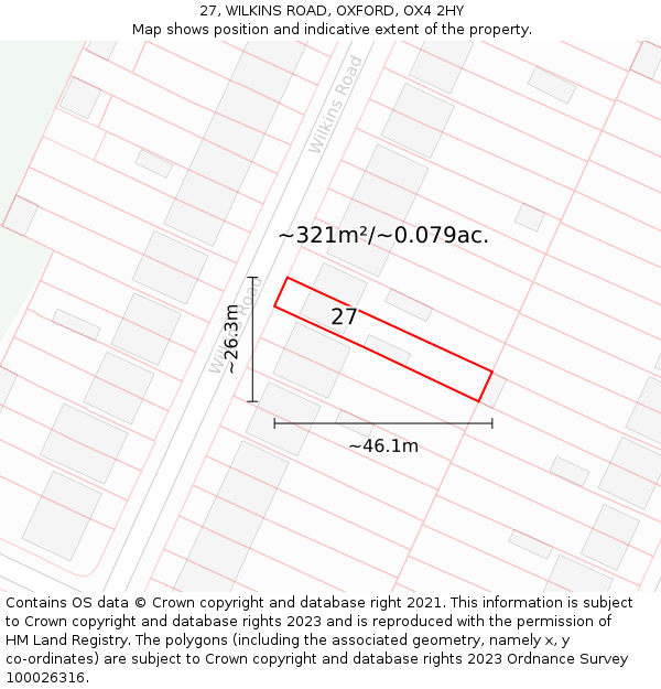 27, WILKINS ROAD, OXFORD, OX4 2HY: Plot and title map