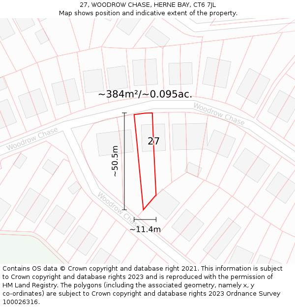 27, WOODROW CHASE, HERNE BAY, CT6 7JL: Plot and title map