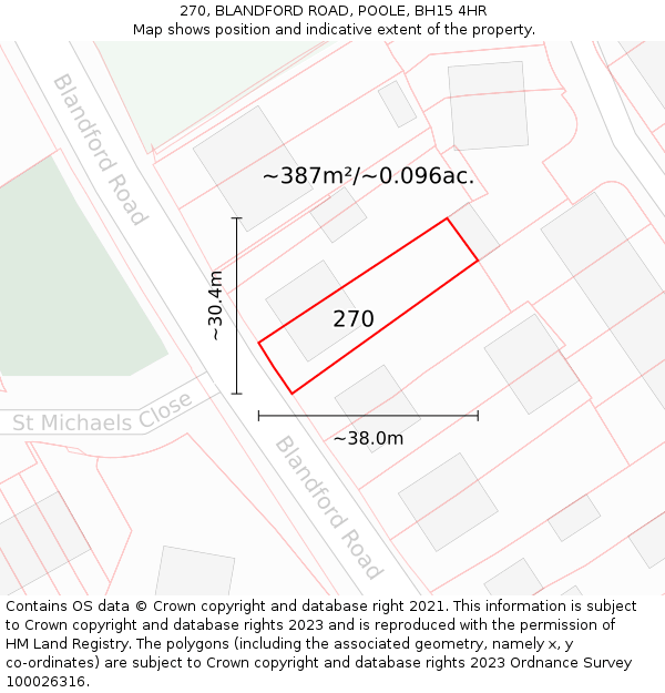 270, BLANDFORD ROAD, POOLE, BH15 4HR: Plot and title map