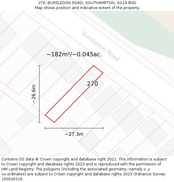 270, BURSLEDON ROAD, SOUTHAMPTON, SO19 8ND: Plot and title map