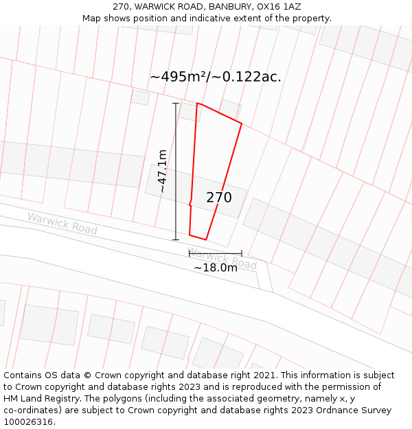 270, WARWICK ROAD, BANBURY, OX16 1AZ: Plot and title map