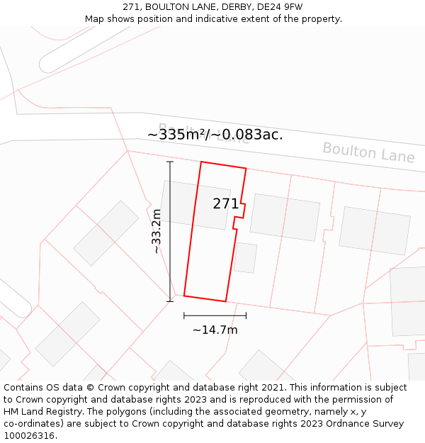 271, BOULTON LANE, DERBY, DE24 9FW: Plot and title map