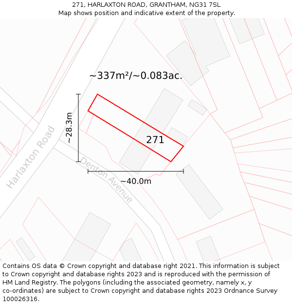 271, HARLAXTON ROAD, GRANTHAM, NG31 7SL: Plot and title map