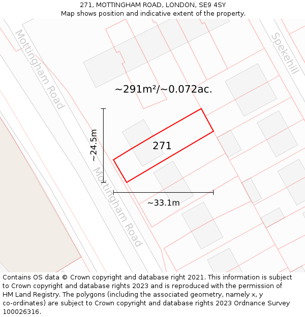 271, MOTTINGHAM ROAD, LONDON, SE9 4SY: Plot and title map