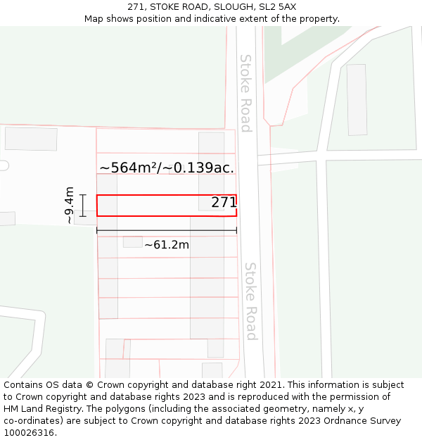 271, STOKE ROAD, SLOUGH, SL2 5AX: Plot and title map