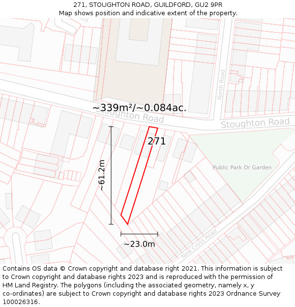 271, STOUGHTON ROAD, GUILDFORD, GU2 9PR: Plot and title map