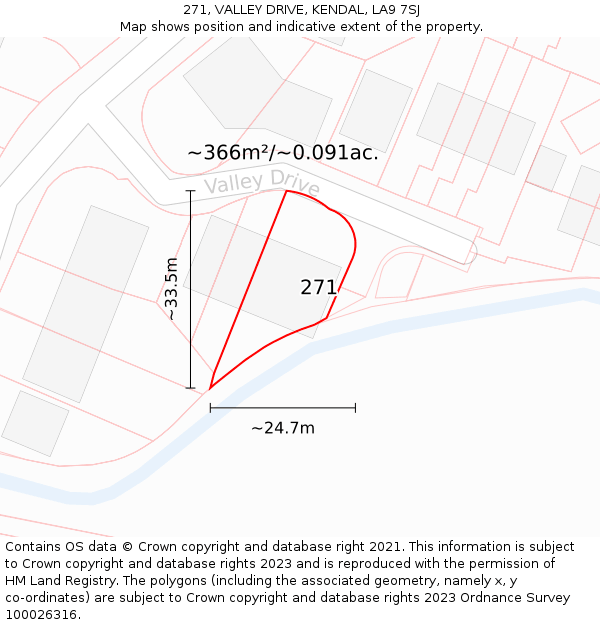 271, VALLEY DRIVE, KENDAL, LA9 7SJ: Plot and title map