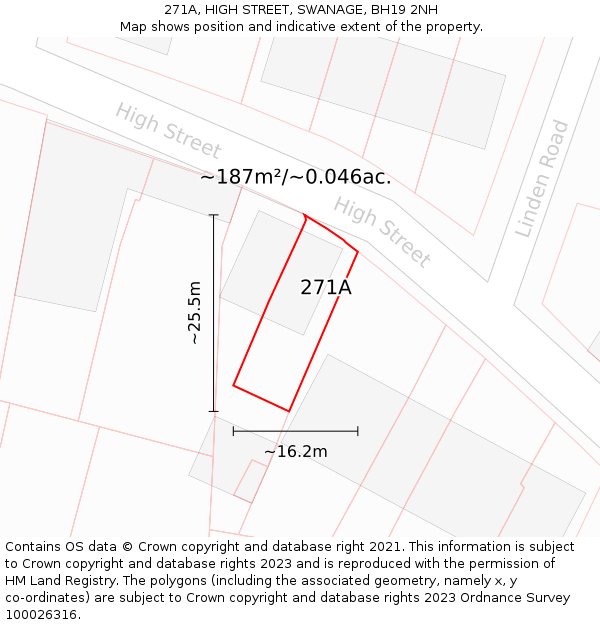 271A, HIGH STREET, SWANAGE, BH19 2NH: Plot and title map