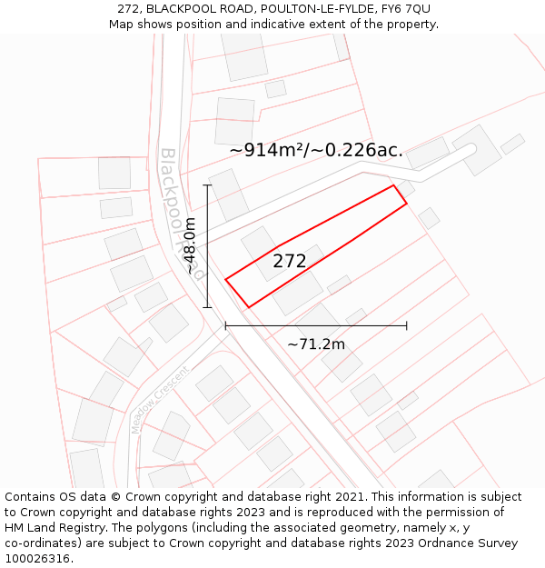 272, BLACKPOOL ROAD, POULTON-LE-FYLDE, FY6 7QU: Plot and title map