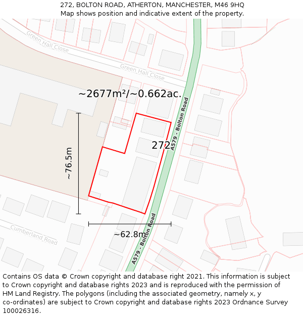 272, BOLTON ROAD, ATHERTON, MANCHESTER, M46 9HQ: Plot and title map