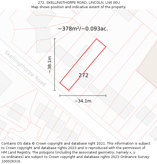 272, SKELLINGTHORPE ROAD, LINCOLN, LN6 0EU: Plot and title map