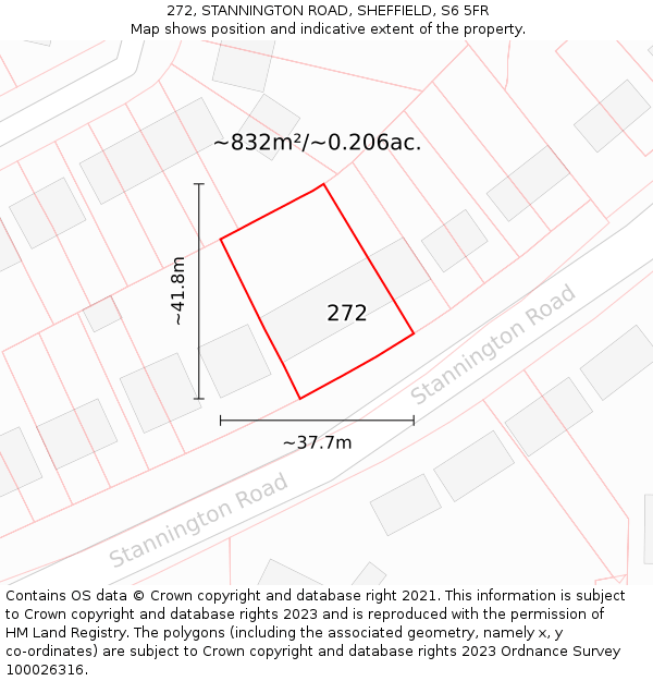 272, STANNINGTON ROAD, SHEFFIELD, S6 5FR: Plot and title map