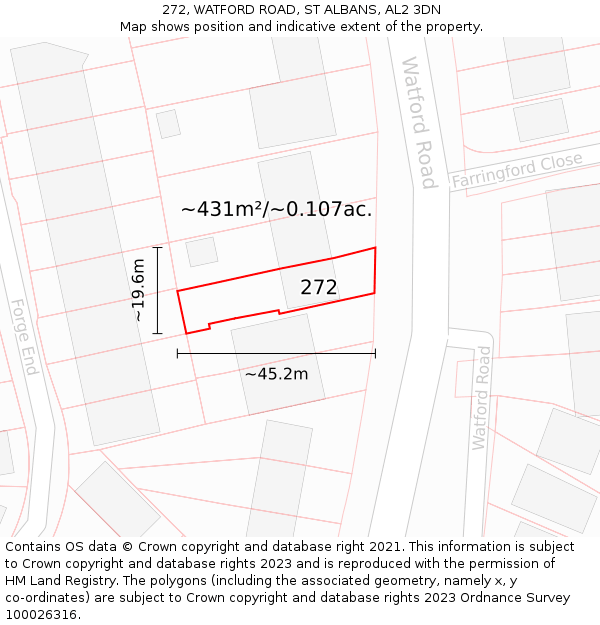 272, WATFORD ROAD, ST ALBANS, AL2 3DN: Plot and title map