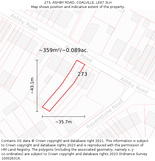 273, ASHBY ROAD, COALVILLE, LE67 3LH: Plot and title map