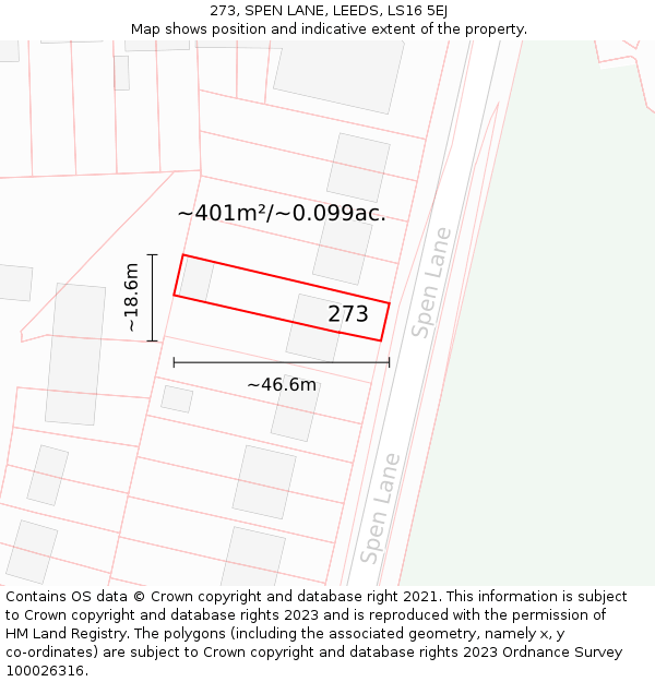 273, SPEN LANE, LEEDS, LS16 5EJ: Plot and title map