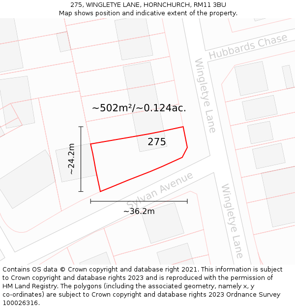 275, WINGLETYE LANE, HORNCHURCH, RM11 3BU: Plot and title map
