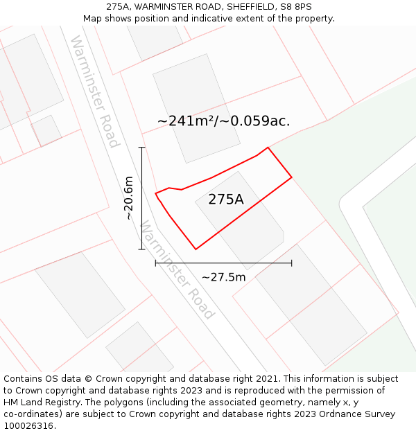 275A, WARMINSTER ROAD, SHEFFIELD, S8 8PS: Plot and title map