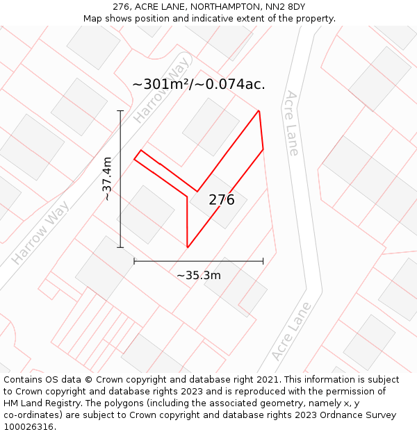 276, ACRE LANE, NORTHAMPTON, NN2 8DY: Plot and title map