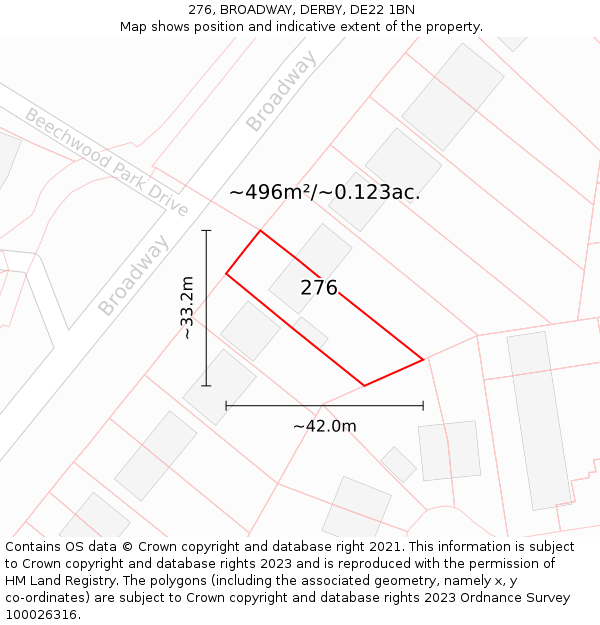 276, BROADWAY, DERBY, DE22 1BN: Plot and title map