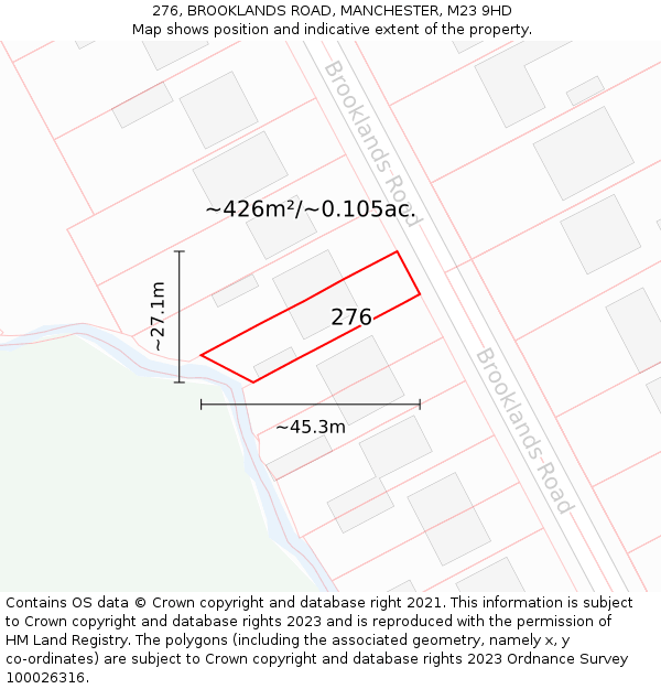 276, BROOKLANDS ROAD, MANCHESTER, M23 9HD: Plot and title map