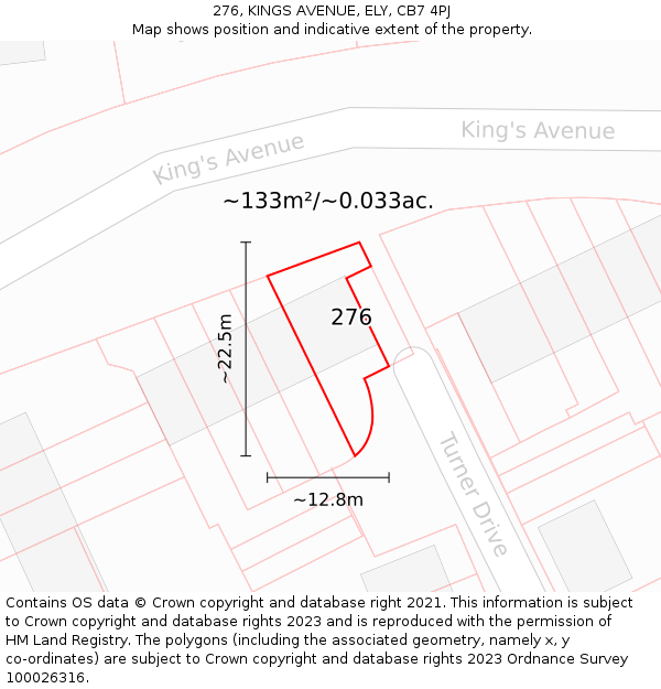 276, KINGS AVENUE, ELY, CB7 4PJ: Plot and title map