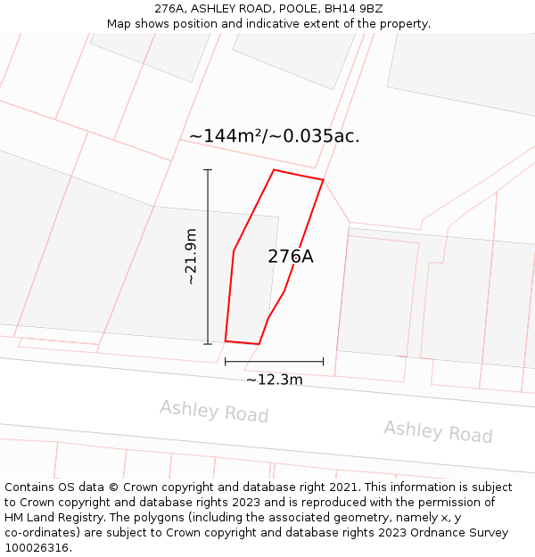 276A, ASHLEY ROAD, POOLE, BH14 9BZ: Plot and title map