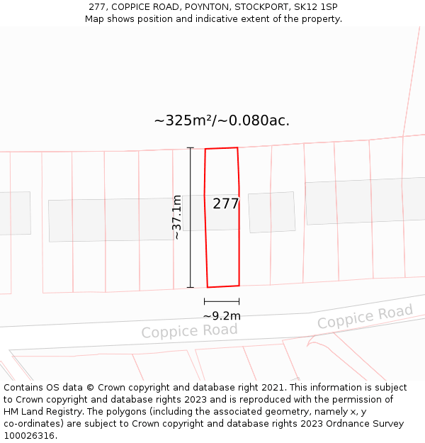 277, COPPICE ROAD, POYNTON, STOCKPORT, SK12 1SP: Plot and title map