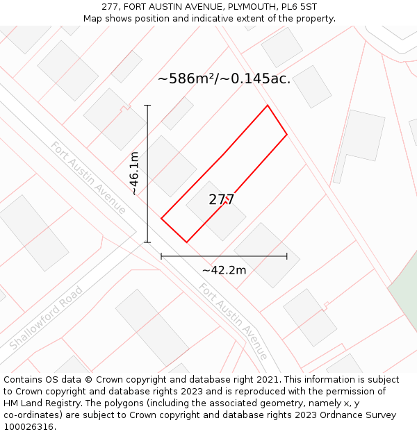 277, FORT AUSTIN AVENUE, PLYMOUTH, PL6 5ST: Plot and title map