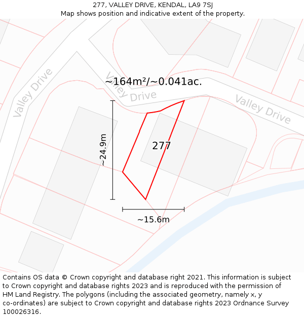 277, VALLEY DRIVE, KENDAL, LA9 7SJ: Plot and title map