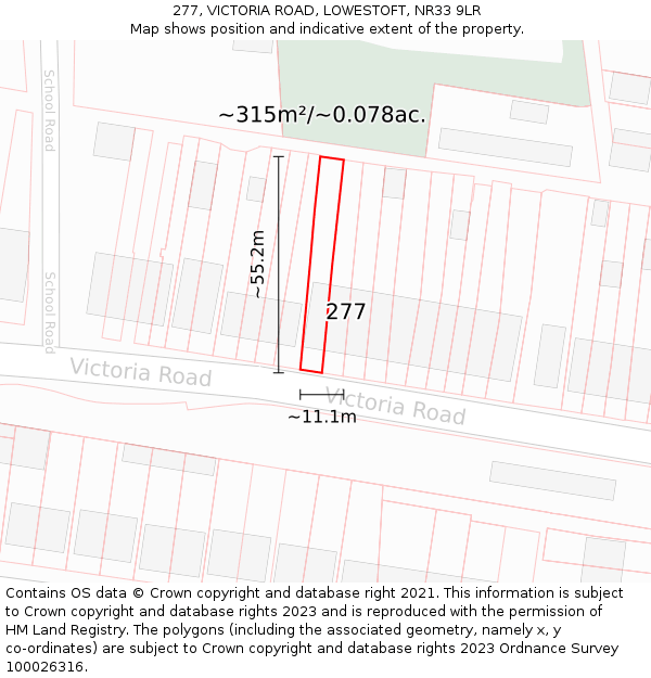 277, VICTORIA ROAD, LOWESTOFT, NR33 9LR: Plot and title map