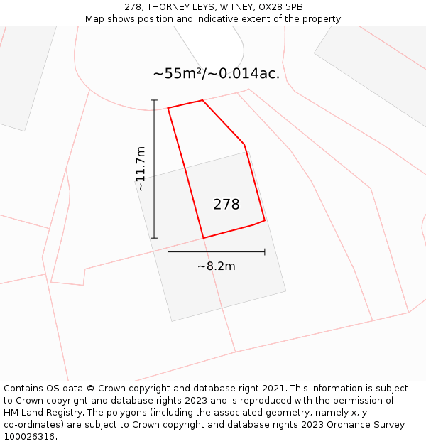 278, THORNEY LEYS, WITNEY, OX28 5PB: Plot and title map