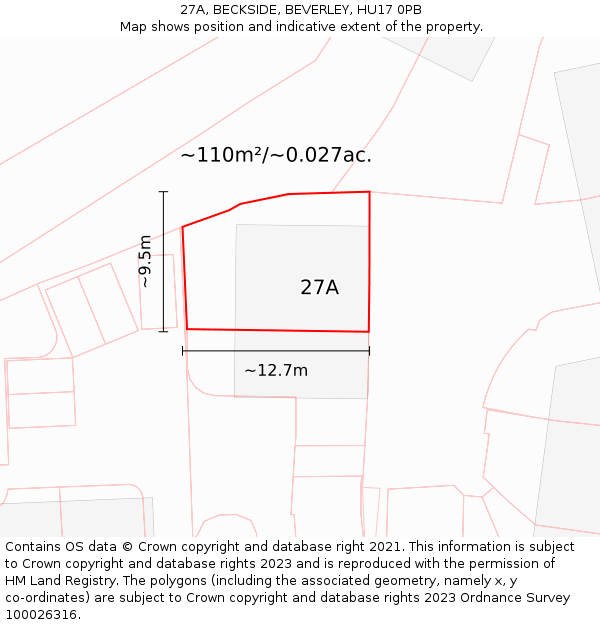 27A, BECKSIDE, BEVERLEY, HU17 0PB: Plot and title map