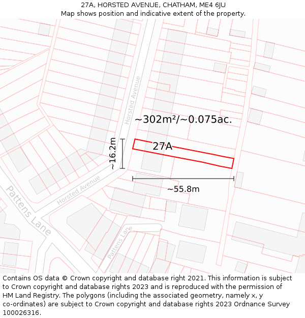 27A, HORSTED AVENUE, CHATHAM, ME4 6JU: Plot and title map