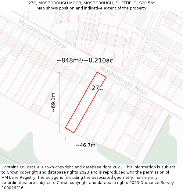 27C, MOSBOROUGH MOOR, MOSBOROUGH, SHEFFIELD, S20 5AY: Plot and title map