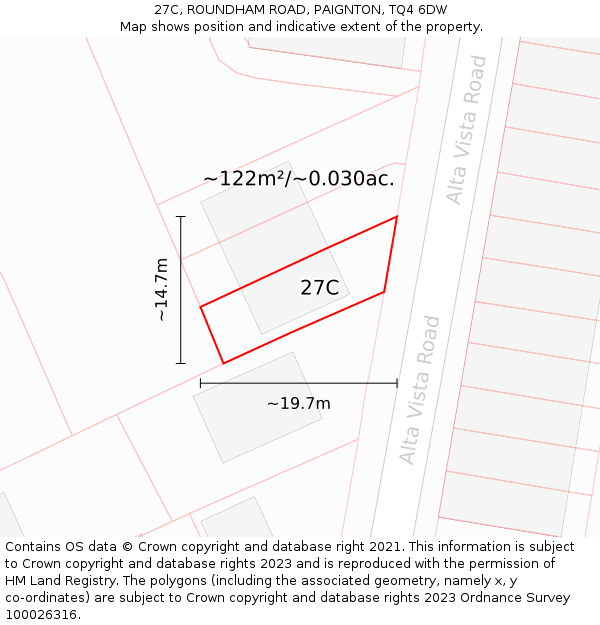 27C, ROUNDHAM ROAD, PAIGNTON, TQ4 6DW: Plot and title map