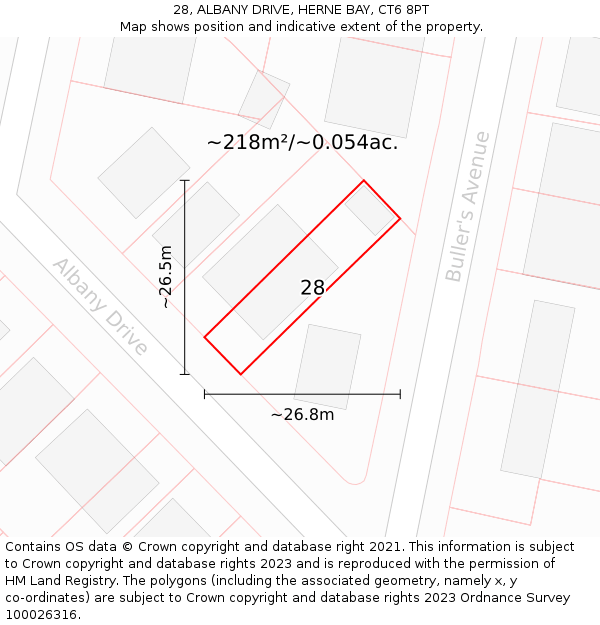 28, ALBANY DRIVE, HERNE BAY, CT6 8PT: Plot and title map