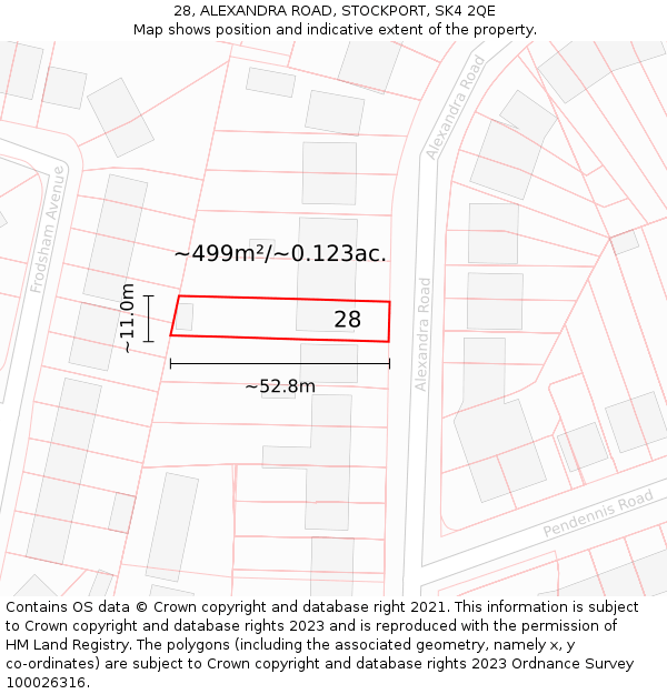 28, ALEXANDRA ROAD, STOCKPORT, SK4 2QE: Plot and title map