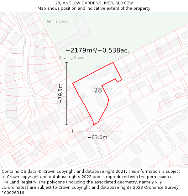 28, ANSLOW GARDENS, IVER, SL0 0BW: Plot and title map