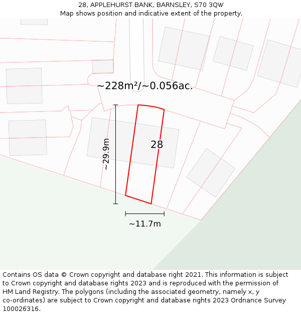28, APPLEHURST BANK, BARNSLEY, S70 3QW: Plot and title map