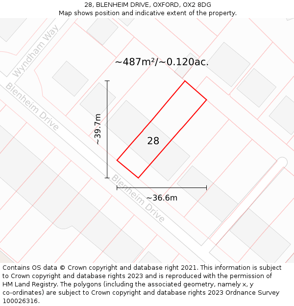 28, BLENHEIM DRIVE, OXFORD, OX2 8DG: Plot and title map