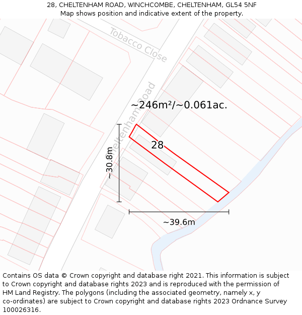 28, CHELTENHAM ROAD, WINCHCOMBE, CHELTENHAM, GL54 5NF: Plot and title map