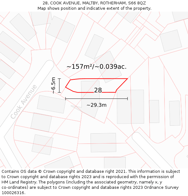 28, COOK AVENUE, MALTBY, ROTHERHAM, S66 8QZ: Plot and title map