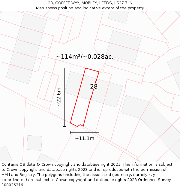 28, GOFFEE WAY, MORLEY, LEEDS, LS27 7LN: Plot and title map