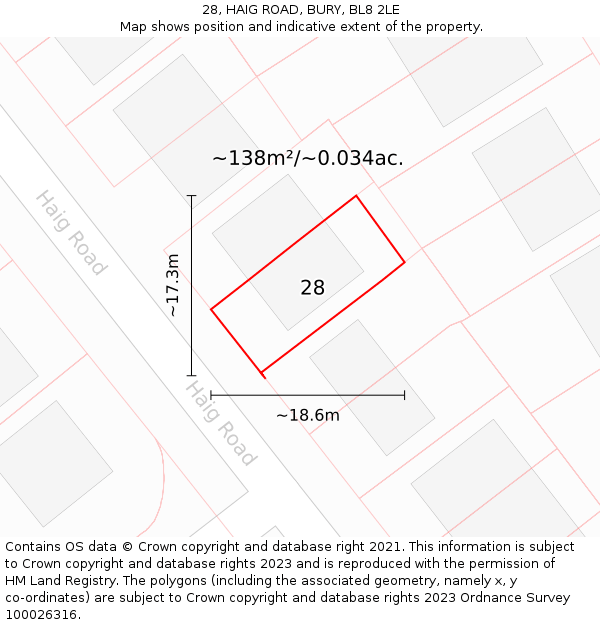 28, HAIG ROAD, BURY, BL8 2LE: Plot and title map