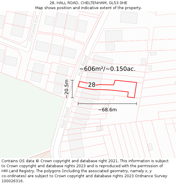 28, HALL ROAD, CHELTENHAM, GL53 0HE: Plot and title map